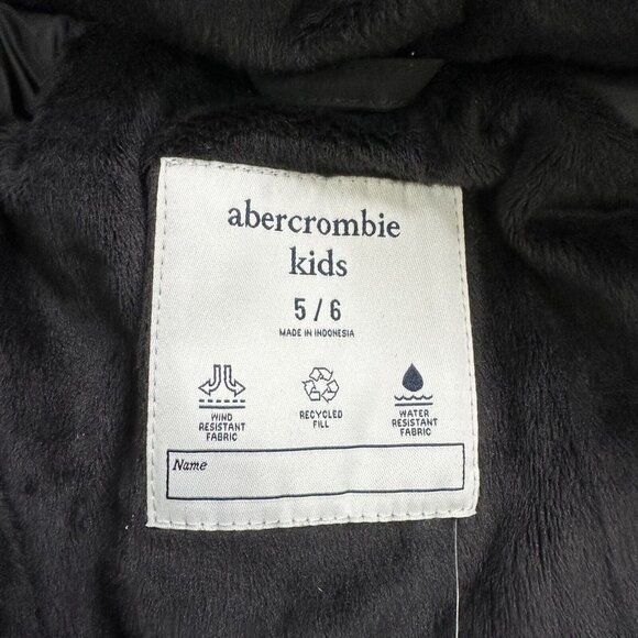 NWT Abercrombie & Fitch Boy's Snow Parka Zip Up Pockets Hood Sz 5 / 6 Black $130 - Picture 14 of 15